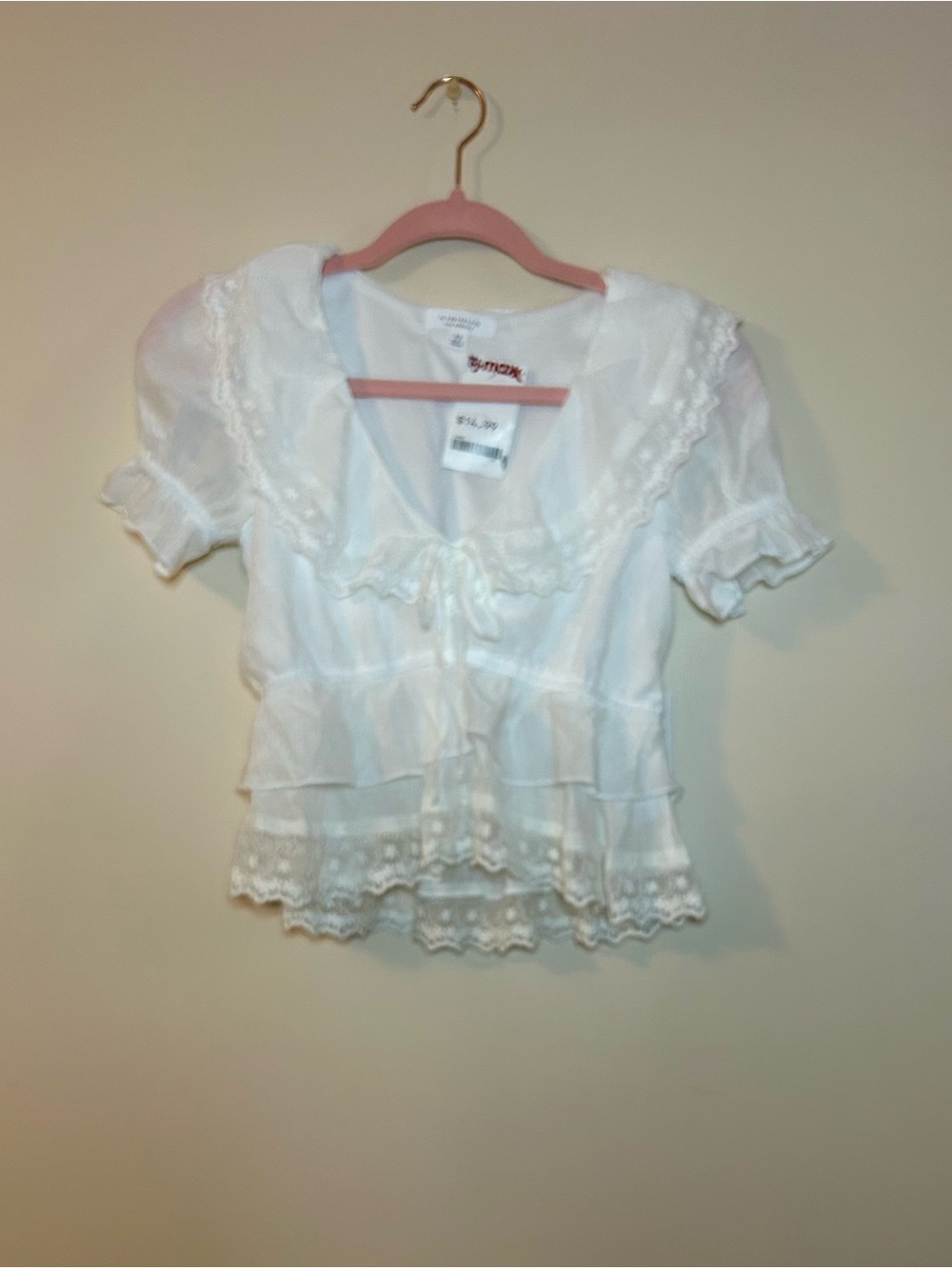 White Lace Ruffle Peplum Top